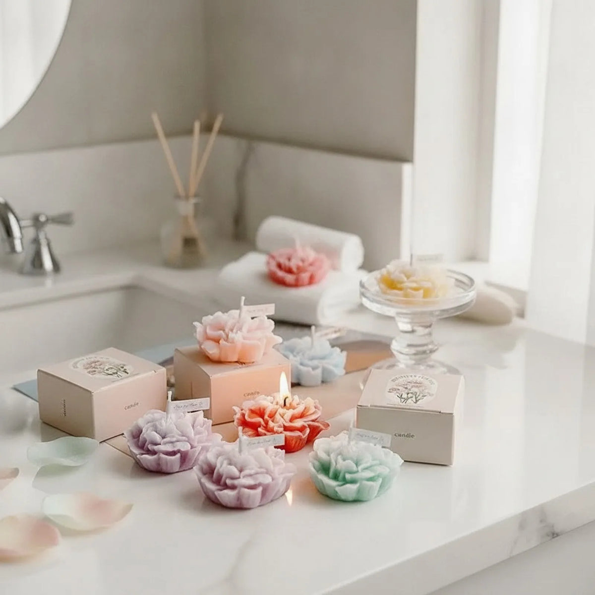 Bougie Fleur Parfumée Cire de Soja Artisanale
