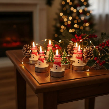 Lot de 12 Bougies de Noël Parfumées Sans Fumée