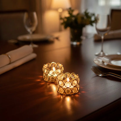Lanterne Cristal Or & Argent - Déco Lumineuse