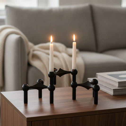 Porte-bougie Design Moléculaire Métal Chic