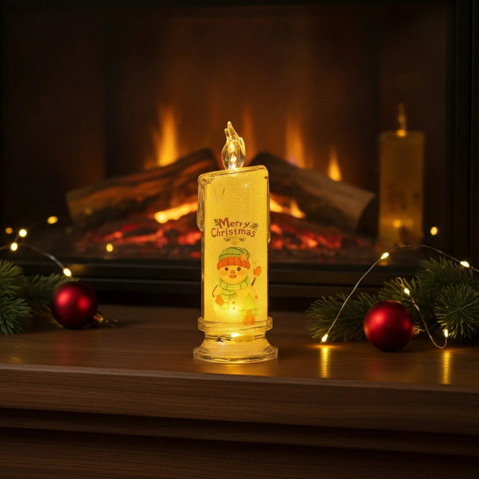 Bougie LED Cristal Festive - Ambiance Noël Sécurisée