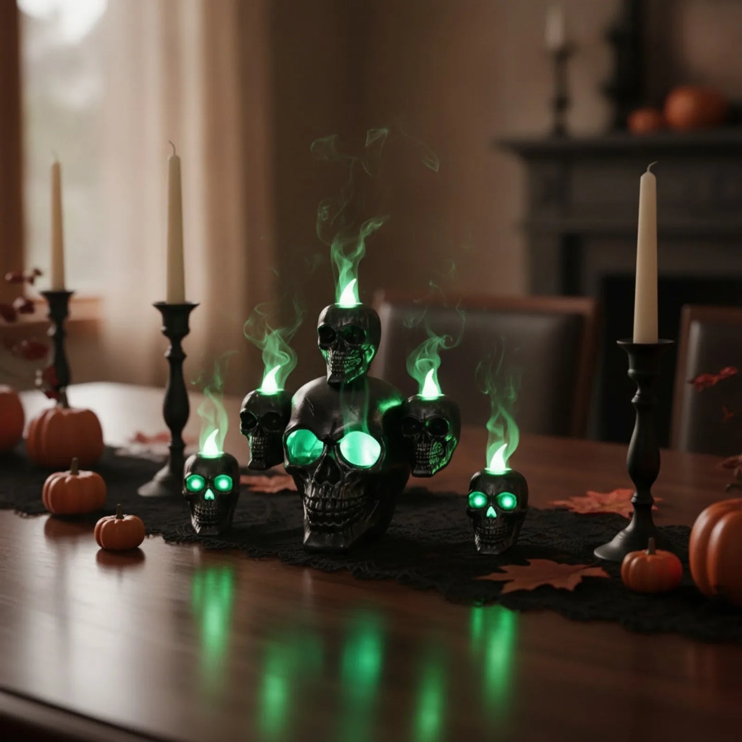 Bougie LED Crâne Effet Fumée - Déco Halloween