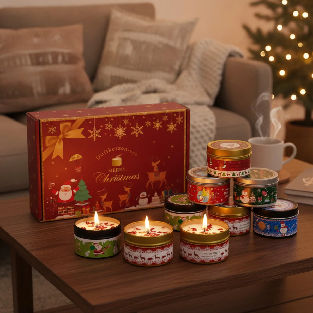 Bougie Parfumée Noël UDOCOOL aux Fleurs Séchées