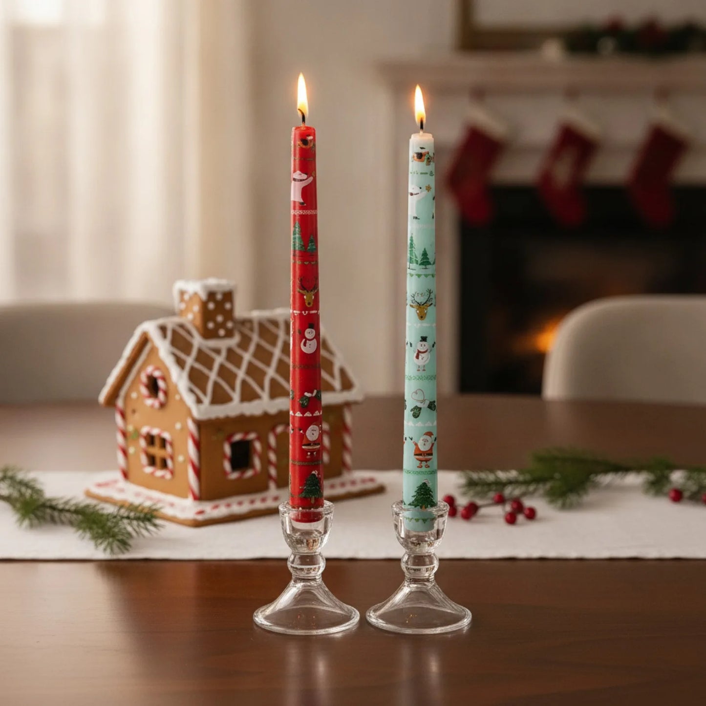 Lot de 2 Bougies de Noël Hautes 25cm - Décoration Festive