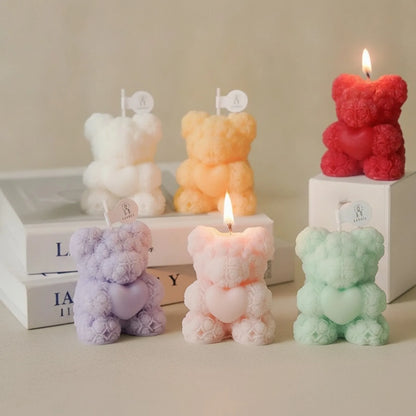 Bougie Ours Rose Parfumée Cire de Soja Artisanale