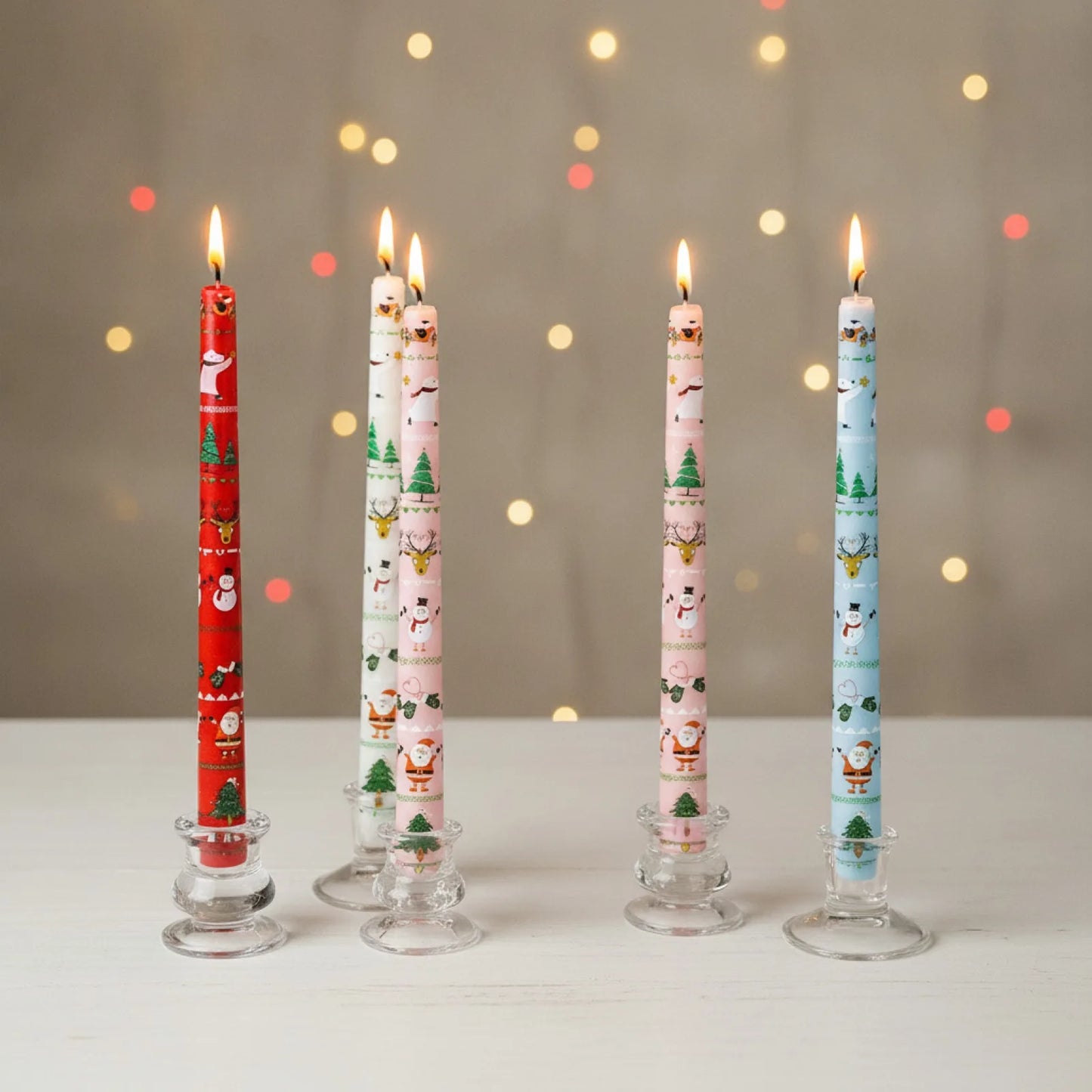 Lot de 2 Bougies de Noël Hautes 25cm - Décoration Festive