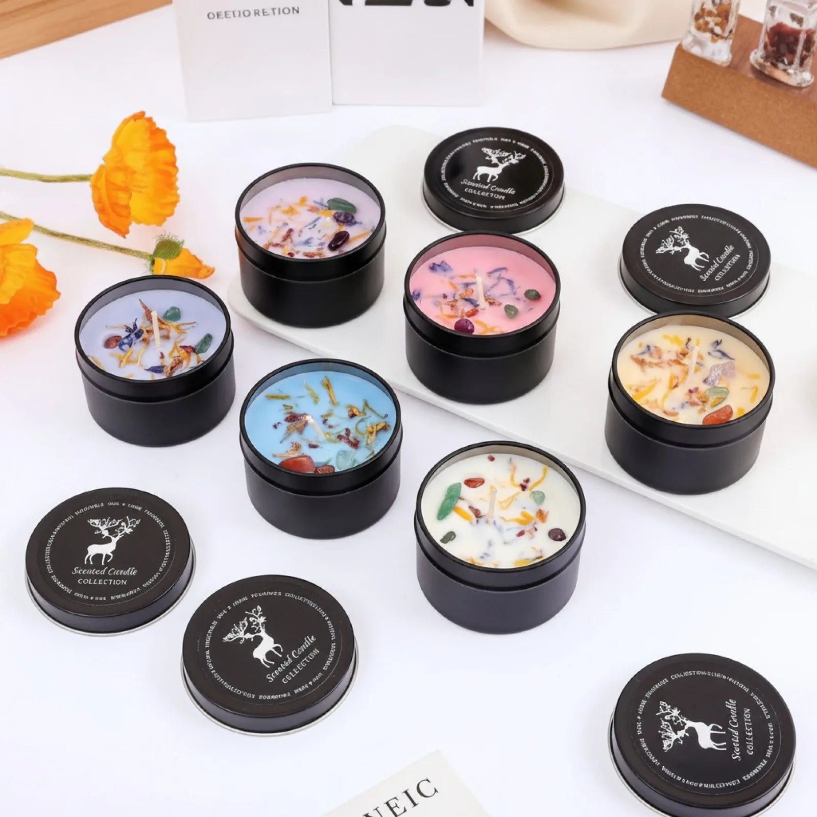 Bougie Parfumée Naturelle aux Fleurs Séchées